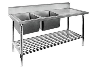 Restaurant Prep Table With Sink 1 / 2 / 3 Sinks Stainless Steel Sink Table