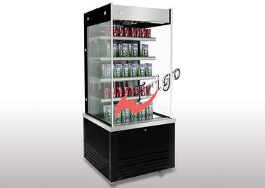 Vertical Open Display Cases For Beverage / Milk , Square 4 Shelves Open Display Cooler