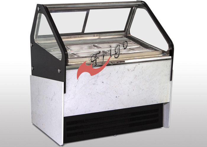 6 8 Barrel Gelato Ice Cream Freezer Display Case Ventilation Cooling With Marble Base