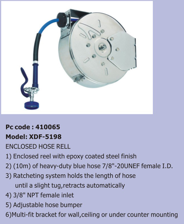 Commercial Grade Dishwasher Wall Mounted Automatic Hose Reel With Epoxy