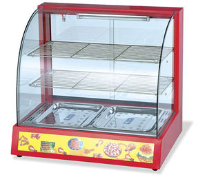 Electric Food Warmer Display Case Curved Glass Two Shelves Bain Marie Display Counter