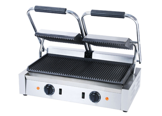 Stainless Steel Contact Griller Single / Double Heads Sandwich Grill Machine