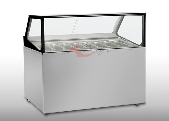 R290 Available Square Gelato Display Case 2 Layers LED Light Fast Cooling