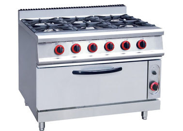 Commercial Cooking Lines , Free Standing 4 / 6 American Burners Gas Range With Oven