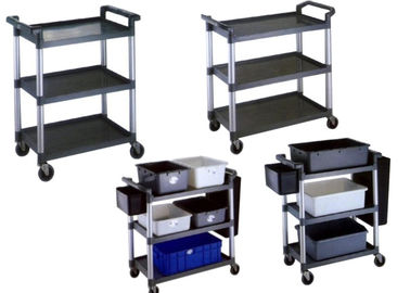 Foldable Restaurant Or Hotel Room Service Cart Stainless Steel With Plastic And Tote Box