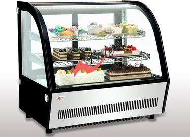 Small Curved Glass Refrigerated Bakery Display Case Countertop Mirrors / Steel Base