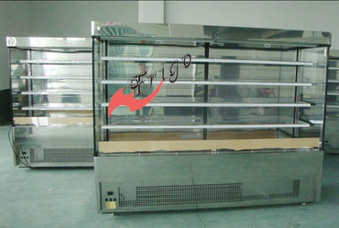 Stanless Steel Open Display Cases , Upright Open Chiller Supermarket Showcase