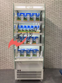 Curved Glass Slim Open Refrigerated Display Case 3 Shelves With LED Light