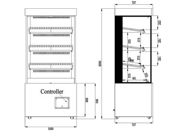 Max 70 Degree Open Display Cases , Showcase Warmer 3 Shelves With Price Tag